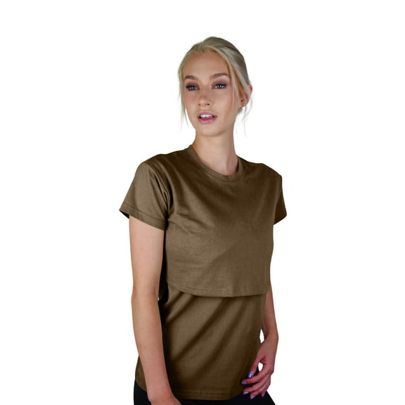 Miss Military Mom Women's Nursing Tops for Breastfeeding Shirts Maternity Clothes Pregnant s Nursing Solid Color Crew Neck Short Sleeve Breastfeeding T-Shirt Navy Type III