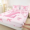 thumbnail image 3 of jejeloiu Initial Letter Z Bed Sheets,Kawaii Bow Bowknot King Sheets,Light Pink Sheet Set For Girls,Breathable Bedroom Decoration,4-Piece, 3 of 7