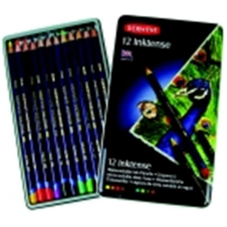 Inktense Pencils Set - Derwent Inktense Non-Toxic Water Soluble Colored Pencil Set - Assorted Color, Set - 12