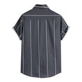 thumbnail image 4 of Oalirro Mens Hawaiian Shirts Short Sleeve Men Casual Buttons Turndown Single Breasted Striped Shirt Short Sleeve Hawaii Shirt, 4 of 5