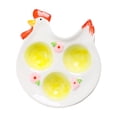 thumbnail image 2 of Beautynvta Easter Ceramic Egg Holders, 3-Cavities Easter Hen Shaped Egg Tray Container, Easter Hen Egg Cup Holder for Spring Kitchen Decor, Holiday Table Centerpiece, 2 of 7