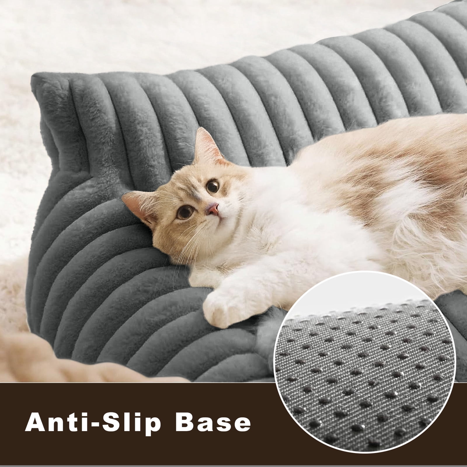 Sanmadrola Cute Cat Bed for Indoor Cats, Couch Bed with Removable Washable,Premium Soft Corduroy Fleece Pet Bed for Small Dog & Cat,Dark Gray
