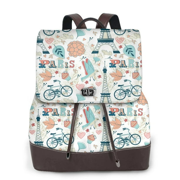 Fotbe Eiffel Tower Mochila Bolso con Estampado para Mujer, Mochila Antirrobo de Nylon Impermeable, Bolsa Ligera de Hombro