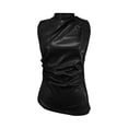 thumbnail image 7 of Qiopertar Women's Casual Sleeveless Leather Vest Asymmetric Hem Tops Peplum Waist Zipper Neckline Party Club Night Out Fashion, Black M, 7 of 7