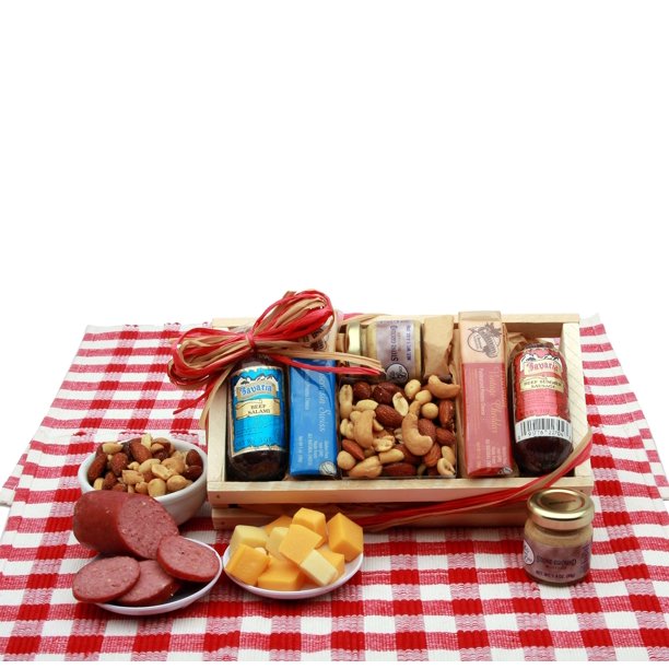 Divine Delights Deluxe Meat and Cheese Gift Basket Cheese, Crackers