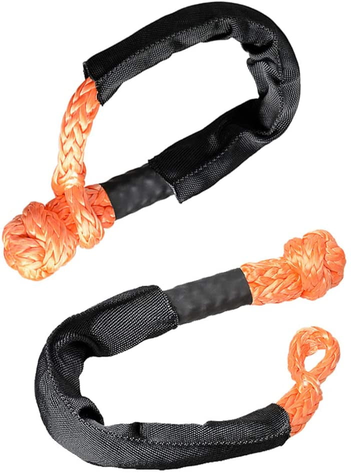 Astra Depots Set of 2PCS Red 1/2 Soft Shackle Rope Synthetic with Protective Sleeve 38,000LBs Max Breaking, WLL 15,000 LBs - 7.5 Tons 