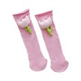 thumbnail image 3 of Calcetines Calcetines de tubo alto de algodón con flores populares coreanas de malla fina rosa claro para niñas de 2 a 8 años de verano, 3 of 5