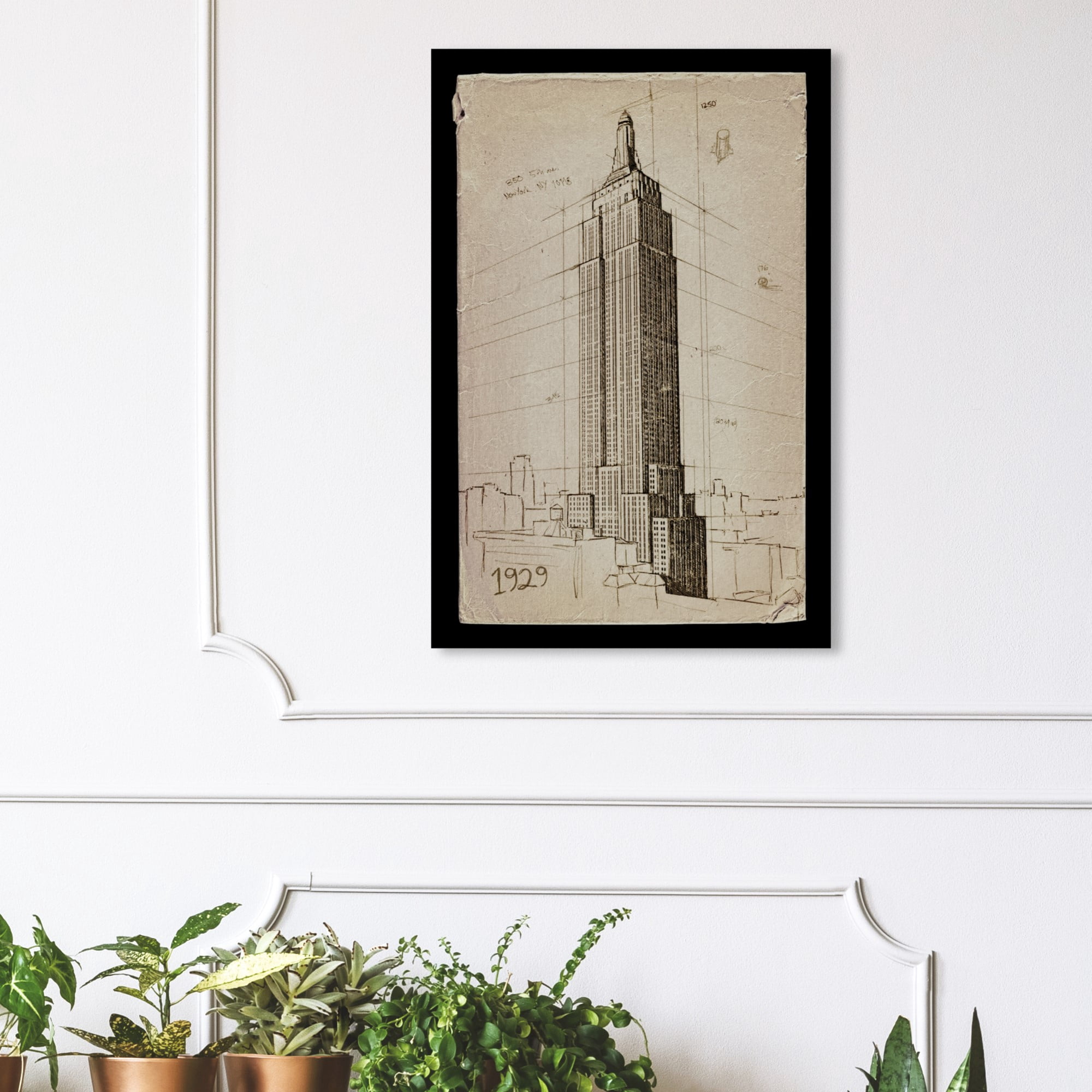Wynwood Studio 'Empire State Building 1929' Architecture and Buildings Wall Art Canvas Print - Brown, Black, 16" x 24"