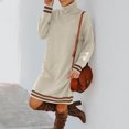 thumbnail image 3 of Vestido De Suéter De Cuello Alto, Agradable A La Piel, Suave, Cómodo, Con Costuras A Rayas, Suelto, Informal, De Manga Larga, Para Trabajo De Oficina ANGGREK Otros, 3 of 6