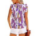 thumbnail image 4 of Womens Floral Print Sleeveless Round Neck Chiffon Blouses Summer Thin Tops Party Night Club Chiffon Blouses color blue XXXL, 4 of 4
