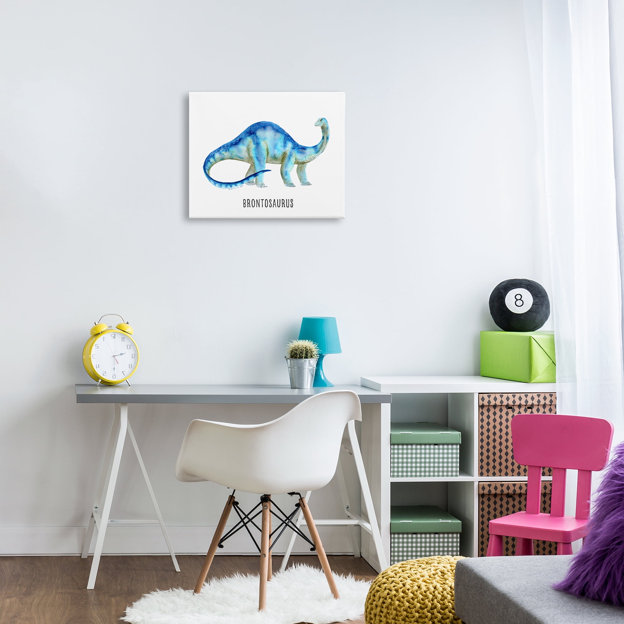 Stupell Industries Brontosaurus Dinosaur Learning Animals Painting Wrapped Canvas Art Print Wall Art, 20 x 16
