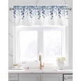 thumbnail image 2 of Blue Eucalyptus Linen Curtain Valance for Bedroom/Bathroom/Kitchen/Office/Living/Dining Room Windows,Watercolor Floral Spring Botanical Plant Pocket Topper Drapes Decorative Cafe Drapery Panel 42x18, 2 of 6