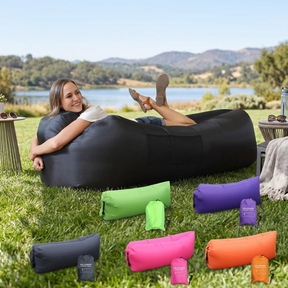 Portable Air Lounger, Inflatable Couch for Beach and Park, Lightweight Foldable Camping Chair