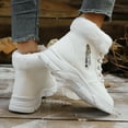thumbnail image 3 of White Female Cozy Winter Ankle Boots With Round Toe Side Zipper And Front Lace-Up Low Heel Design For Relaxed Use, 3 of 9