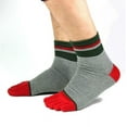 thumbnail image 3 of 6 Pack Men Combed Cotton Five Finger Toe Crew Socks Breathe Casual Sport Stripe, 3 of 12