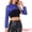 Royal Blue, variant on Women's Faux Leather Cropped Stand Collar Zipper Front Moto Jacket S Black