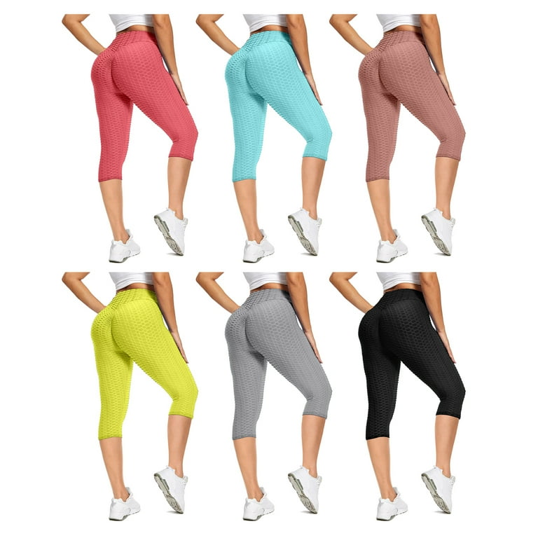 4-Pack Womens High Waisted Anti Cellulite Solid Leggings 