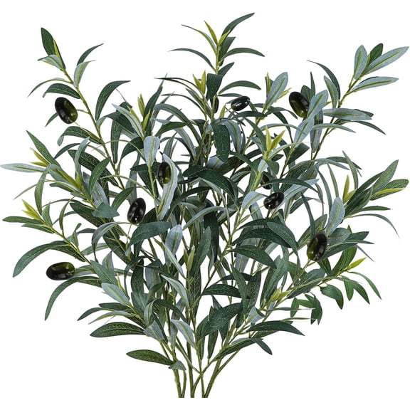 Winlyn 3 Pcs 23.6" Tall Artificial Olive Branches with 261 Leaves Lifelike Faux Eucalyptus Plant Stems for Floral Arrangements Vases Bouquets Wreaths Centerpieces Wedding Holiday Greenery Home Decor