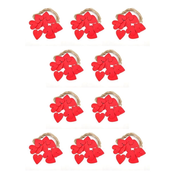 Jumpingount 1 Juego de adornos, rebanada de amor, chips de decorativos en forma de corazón con agujero, decoración de boda, casa, adorno Rojo 10piezas
