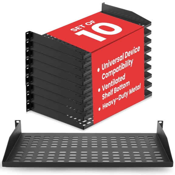 10-Pack 1U Server Rack Shelf - Universal Device Server Rack Mounting Tray