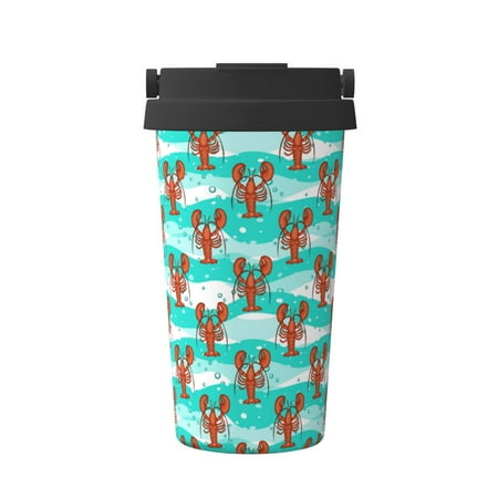 

Matuu Lobsters Of Turquoise Waves for Insulated Coffee Mug Reusable Travel Coffee Cup Spill Proof 16oz Stainless Steel Coffee Cups for Hot/Ice Coffee Tea