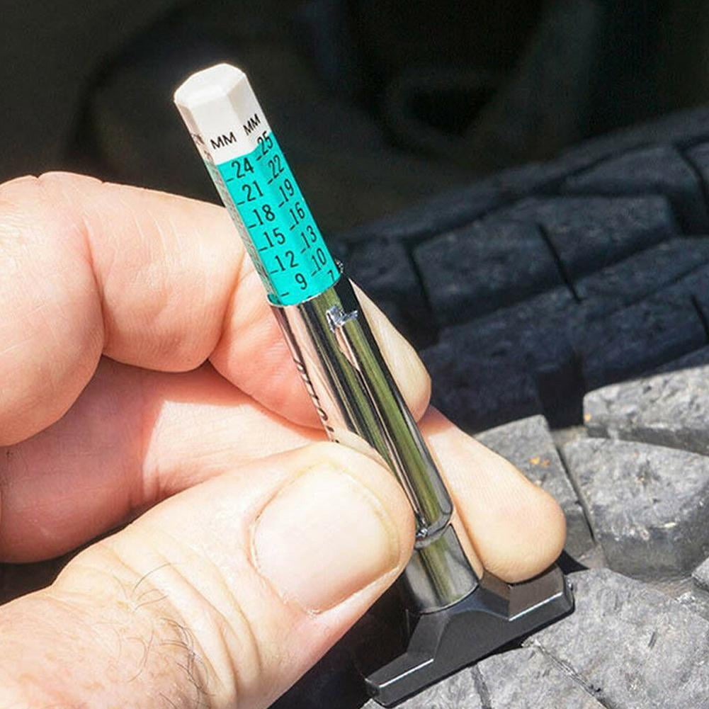 Plastic Tyre Tread Depth Thick Gauge Wear Measurement Ruler Test Tool Pen 