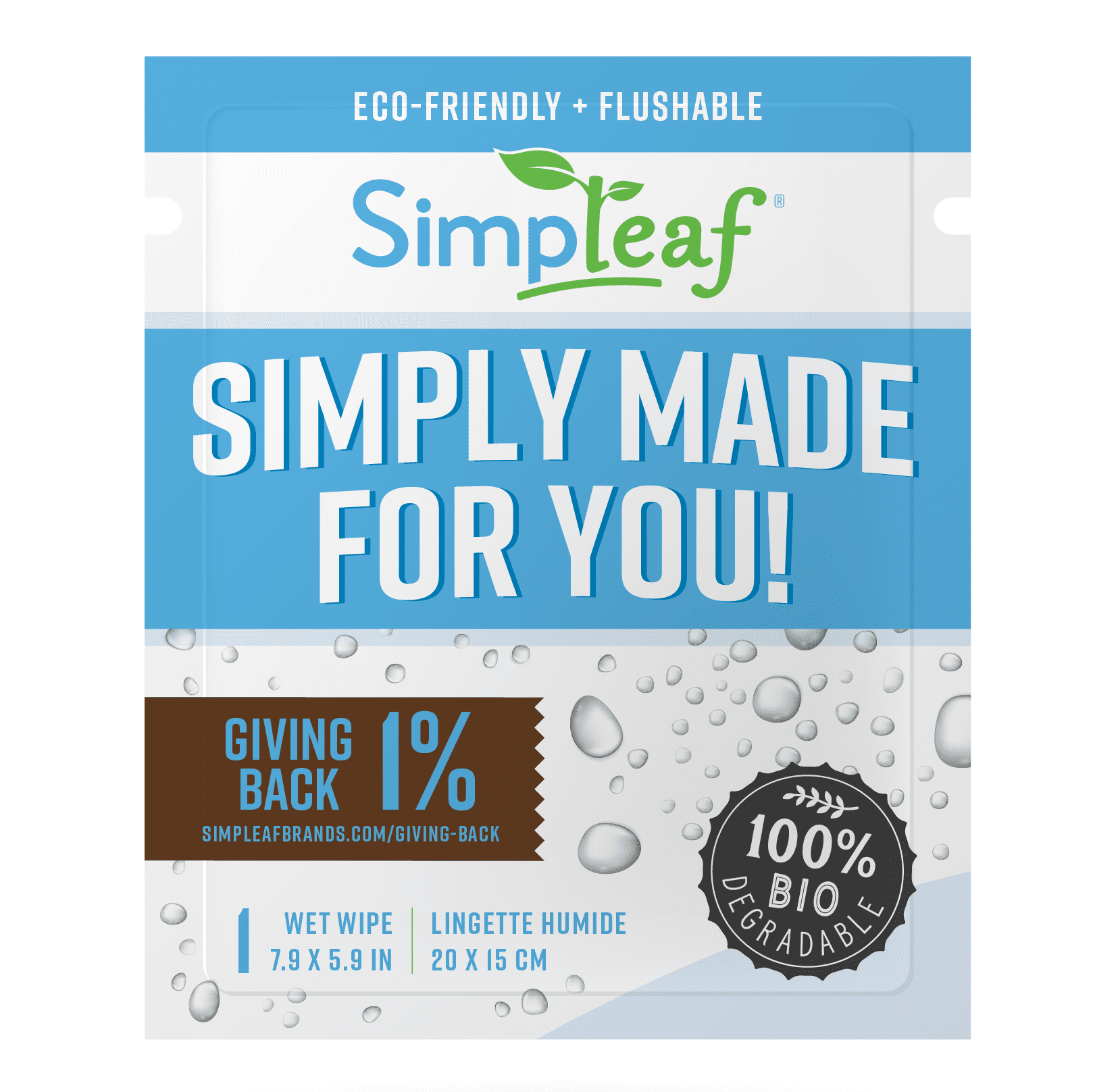 Simpleaf Flushable Single Pack Wet Wipes | Eco- Friendly, Paraben & Alcohol Free | Hypoallergenic & Safe for Sensitive Skin | Unscented | Travel Size | 6 pack- 180 Count Total - Bundle and Save