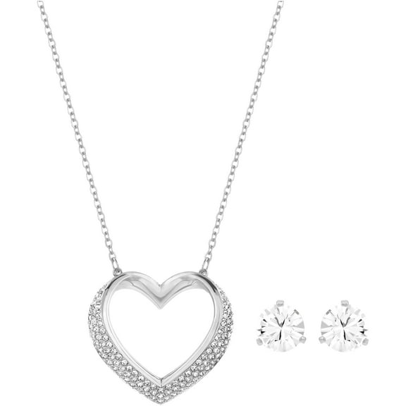Swarovski Cupidon 5136278 Rhodium Plated & Crystal Necklace & Earrings Set $169