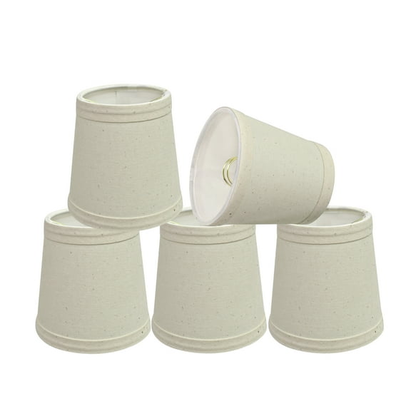 Aspen Creative 32714-5 Small Hardback Empire Shape Chandelier Clip-On Lamp Shade Set (4 Pack), Transitional Design in Off White, 4" bottom width (3" x 4" x 4")
