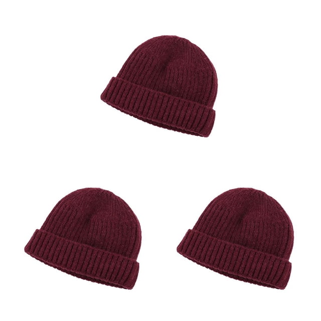 Gorro de Lana Minnieouse Otoño Invierno Tejido Casual Melón Rojo