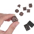 thumbnail image 4 of Dados poliédricos huecos, 7 piezas de dados de metal con patrón de calavera hueca, características mejoradas, 4 of 5