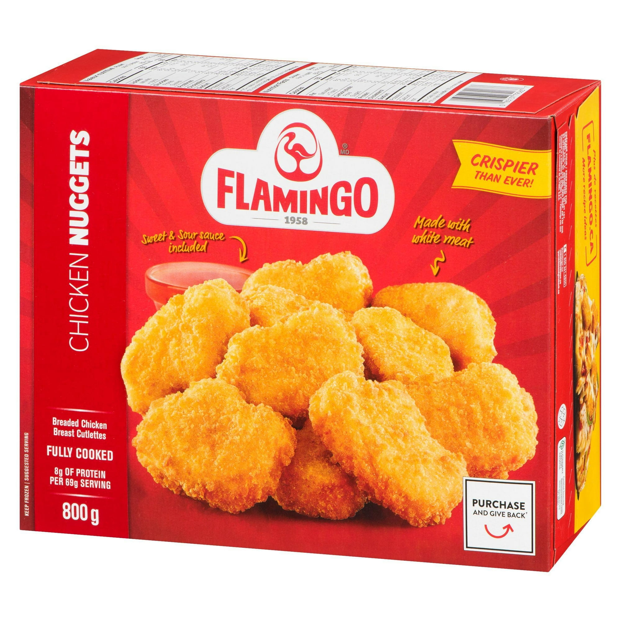 Flamingo pépites panées de poulet avec sauce aigre-douce entièrement cuites