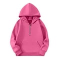 thumbnail image 5 of HomeDM Unisex Kids Sweatshirts - Girls Boys Quarter Zip Pullover Hoodies Sweatshirt Long Sleeve Drop Shoulder Hoodie Casual Solid Color Sweatshirts - Hot Pink/5-6 Years, 5 of 5