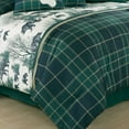 thumbnail image 2 of Chezmoi Collection Basin 7-Piece Northwest Cabin Lodge Comforter Set, Blue Green Ivory Tan Grizzly Bear Pine Tree Wilderness Printed Microfiber Bedding, California King, 2 of 9