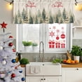 thumbnail image 5 of Christmas Tree Curtain Valances for Windows, Kitchen Valance Window Treatments Panel 2 Pack, Watercolor Green Xmas Tree Snowflake Rod Pocket Short Curtains for Bathroom Bedroom 54 x 18 Inch, 5 of 8
