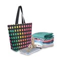 thumbnail image 2 of FORMRS Womens Canvas Tote Bag with Zipper Inner Pocket Shoulder Handbag, Pink Block Pattern, 2 of 7