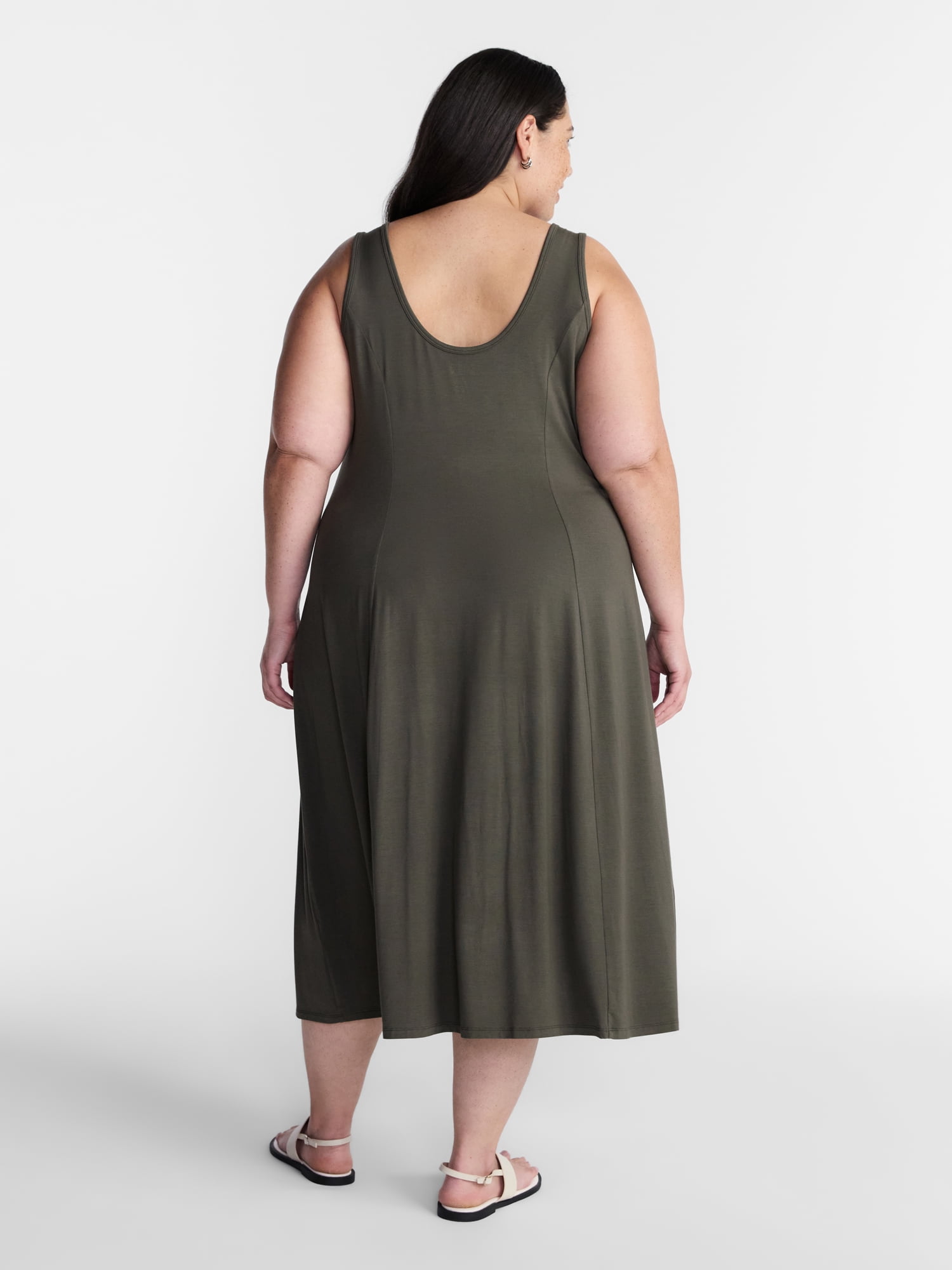 Terra & Sky Women’s Plus Low Scoop Neck Tank Dress, Sizes 0X-5X
