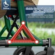 MAXWALK All-Terrain Rollator Walker for Seniors, 10 Rubber Wheels Foldable Walker with Padded Seat, Height Adjustable Mobility Walking Aid, Green