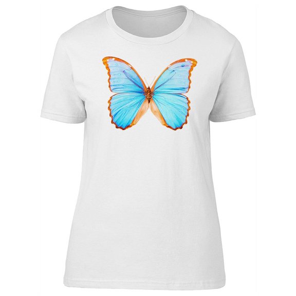 Morpho Large Blue Butterfly T-Shirt Women -Image by Shutterstock, Female x-Large