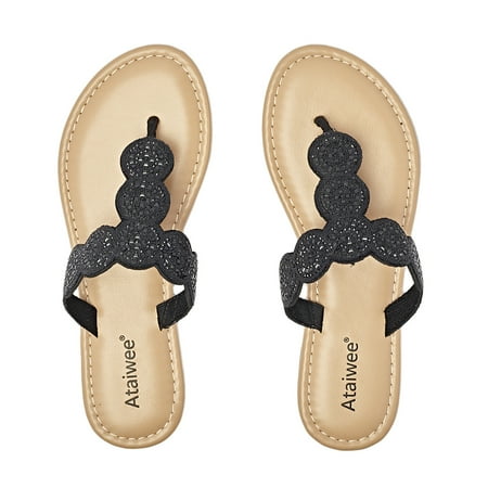 

Ataiwee Women s Flat Slide Sandals - Comfortable Cute Summer Flops.