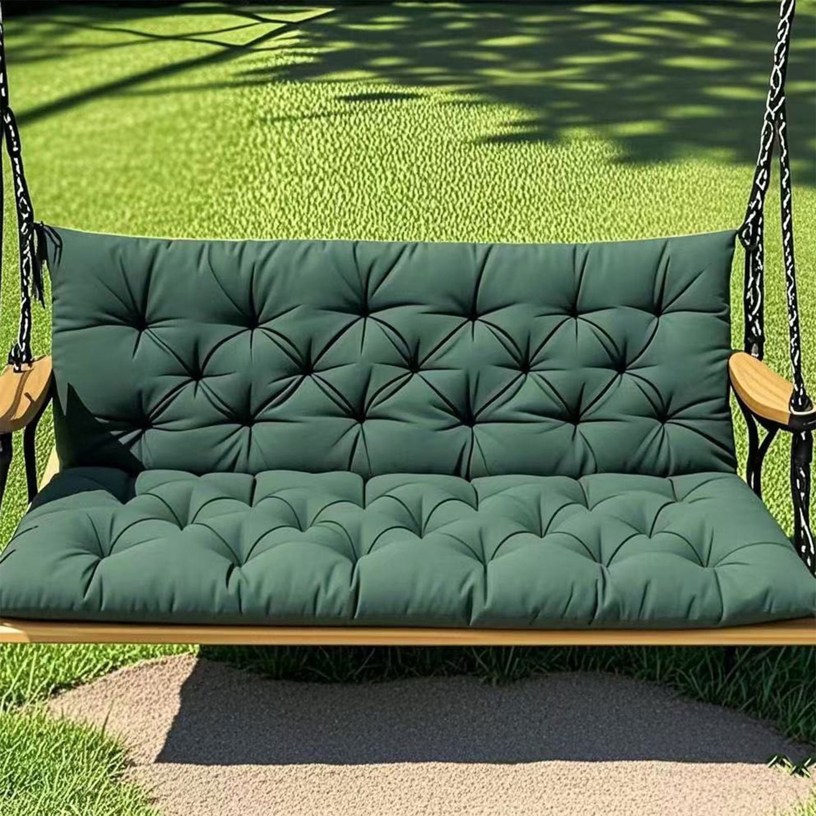 YOTQUSKI Outdoor Swing Cushions,Waterproof Swing Cushions 3 Seater Replacement with Backrest,Outdoor Thickened Bench Cushion with Ties for Porch,Patio,Backyard,Garden and Lawn
