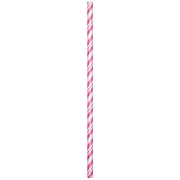 Pink and White Striped Paper Straws
