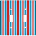 thumbnail image 2 of Metal Light Switch Wall Plate Outlet Cover (Vintage Red Teal Striped Wall - Double Toggle), 2 of 2