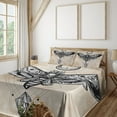 thumbnail image 2 of Ambesonne Fantasy Fitted & Top Sheet Set with Shams, Hawk Moth Skull Magic, White Black and Cream, 2 of 5