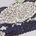 thumbnail image 4 of Wedding Bridal Garter Stretch Lace Bridal Garter Sets with Rhinestones Clear Crystal Pearl for Wedding,Silver-navy, 4 of 4