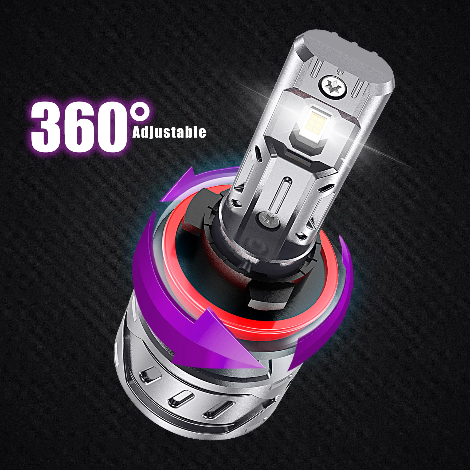 Alla Lighting S-HCR H8 H9 H11 LED Bulbs, Headlights/Fog Lights/DRL, 6500K Xenon White 10000Lms Xtreme Super Bright Upgrade Halogen, HID Headlamps