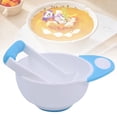 thumbnail image 2 of Clearance! Baby Food Mash Bowl Baby Food Masher Bowl Set Non Slip Long Bowl Handle Fruit Vegetable Puree Mash Bowl with Grinding Rod Baby Grinding Bowl 2pc Tableware,Blue, 2 of 9