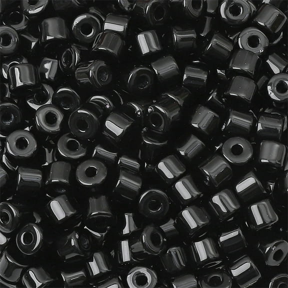 U8MO 50pcs 6x5mm Cylinder Tube Shape Acrylic Plastic Loose Spacer Beads DIY Jewelry-Black