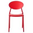 thumbnail image 2 of Modern Plastic Outdoor Dining Chair with Open Oval Back Design, Red, 2 of 7