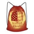 thumbnail image 1 of XMXT Waterproof Gym Bag, Skeleton Flame Flag Print Drawstring Backpack for Men, m Red, 1 of 8